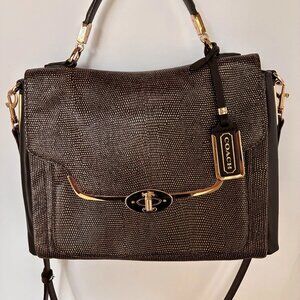 Like New*Coach Madison* Glitter*Lizard*Sadie Flap Leather*Satchel with Crossbody
